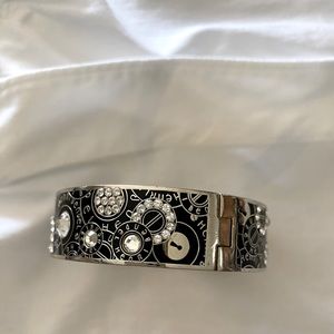Henri Bendel Black & Silver Tone Signature Bangel Bracelet
